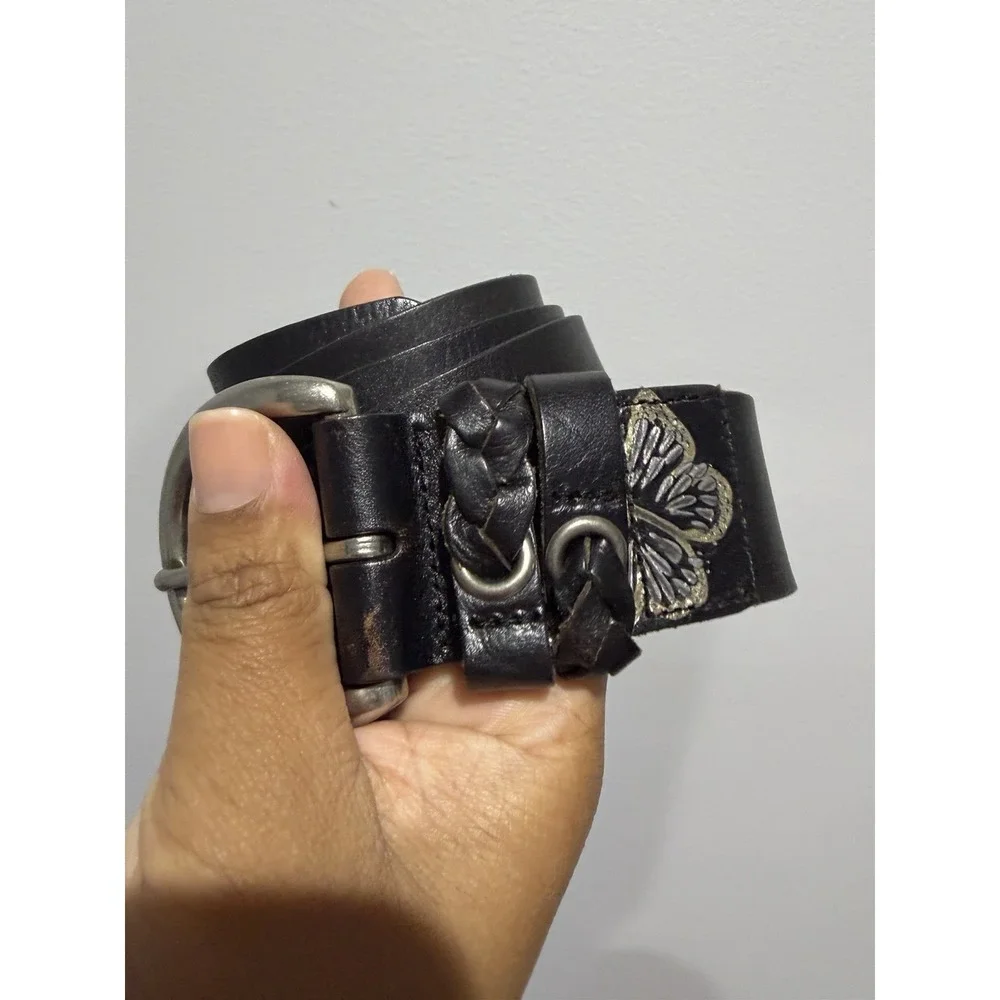Womens Fossil Silver Buckle & Print Butterfly Print‎ Belt 42.5